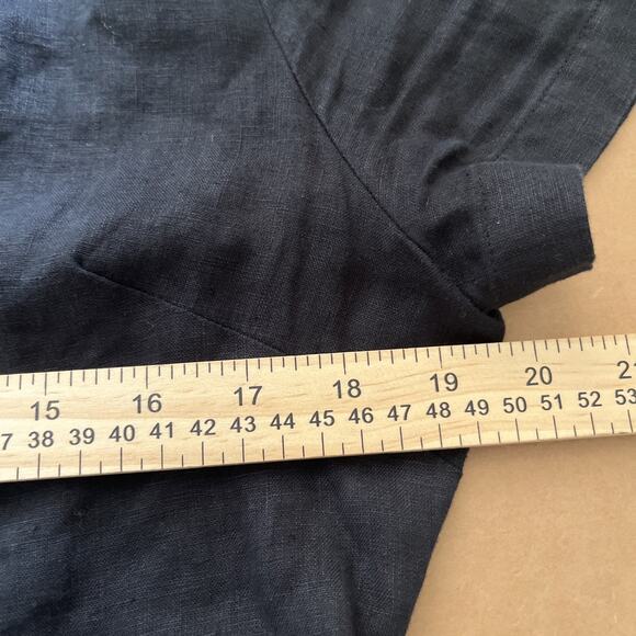 Quince 100% European Linen Button Front Dress | Black |Medium | Missing Belt - Picture 13 of 16